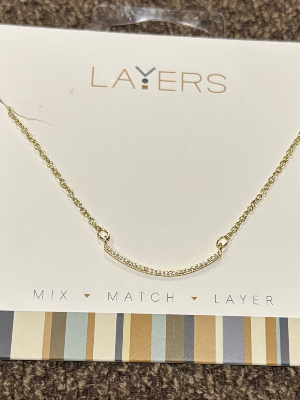 NEW Layers Gold Adjustable Necklace w/ Cubic Zirconia